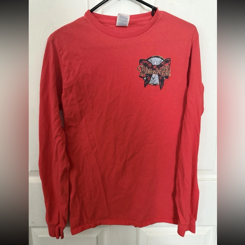 Blessed Girl Long Sleeve Women’s Red Cow Shirt S